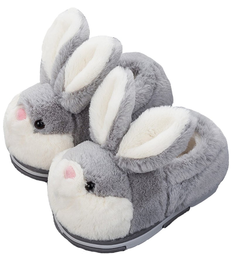 YILANLAN Women's Cute Bunny Animals Slippers Interesting Comfortable Furry Slippers Soft Plush Winter season Keep warm Home Slippers (11/12, Grey shoes, numeric_11) - Image 1