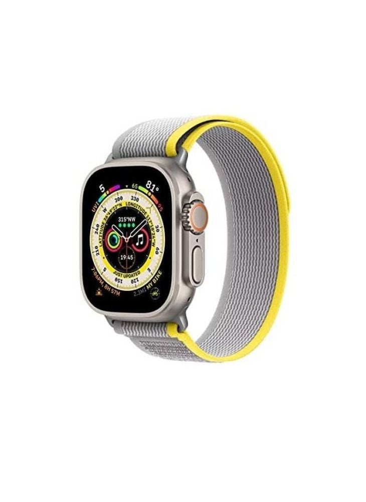 Generic - Trail Loop Band Compatible With Apple Watch 45mm, Nylon Sport Strap Compatible With IWatch Series 7 Gray Yellow - Image 1