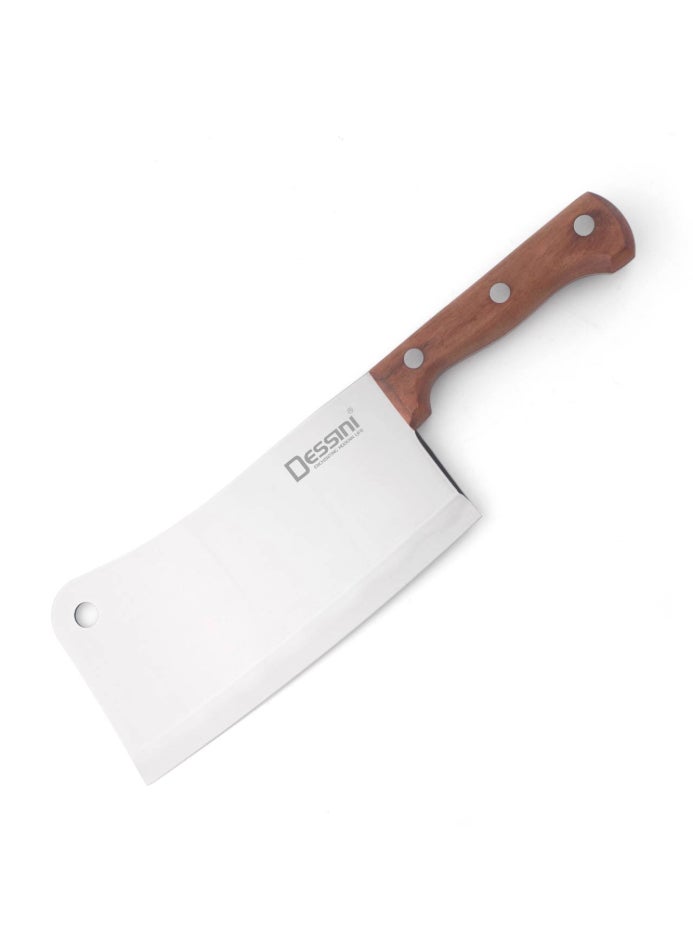 DESSINI Heavy Duty Meat Cleaver Knife for Meat Cutter Stainless Steel Chef Cleaver with wooden handle.  - Image 1