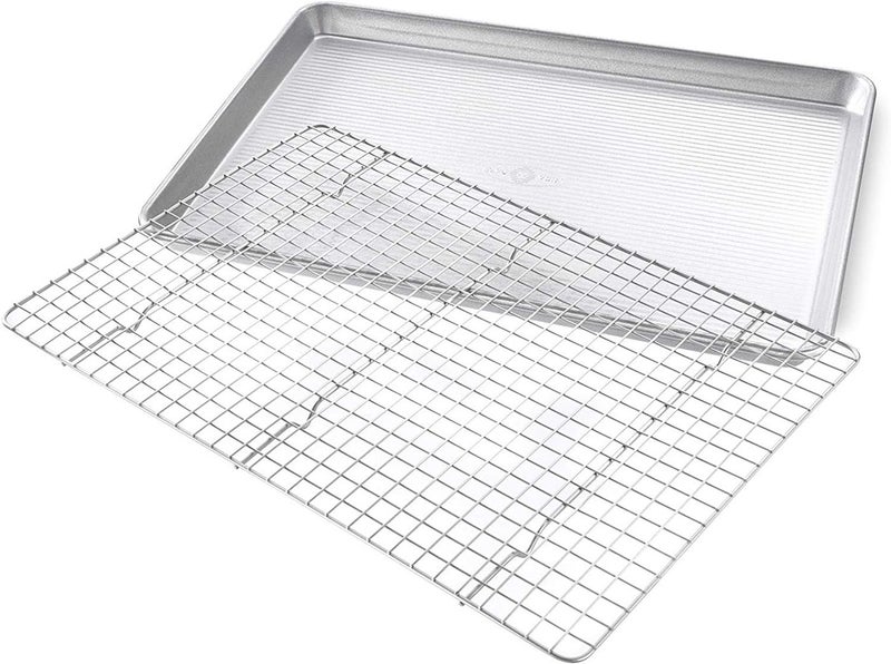 USA Pan 1607CR Bakeware Extra Large Sheet Baking Pan and Bakeable Nonstick Cooling Rack Set, XL, Metal - Image 2