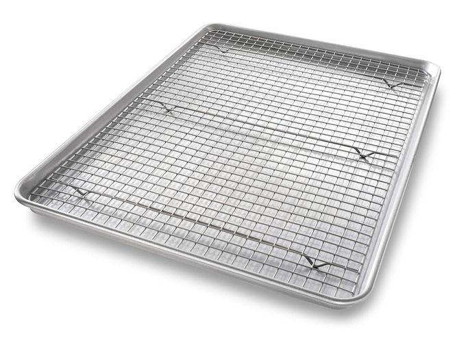 USA Pan 1607CR Bakeware Extra Large Sheet Baking Pan and Bakeable Nonstick Cooling Rack Set, XL, Metal - Image 1
