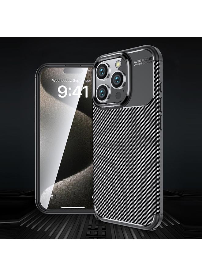 S-TOP Case For iPhone 16 Pro Carbon Fiber Texture Shockproof TPU Phone Case - Image 2