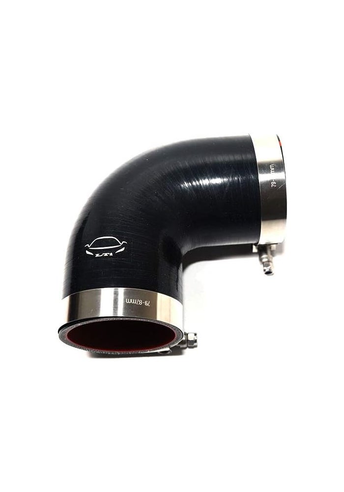 TenKeAuto 4-Ply Reinforced 3" ID 90 Degree Elbow Silicone Hose Coupler with T Bolt Clamp - Black - Image 1