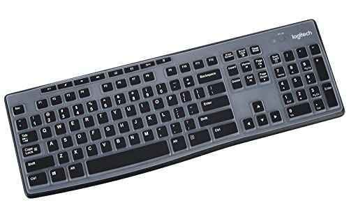 LEZE Keyboard Cover for Logitech MK295 MK270 MK200 K270 Wireless Keyboard, Logitech MK370 MK270 MK200 K270 Keyboard Skin Protector - Black - Image 1