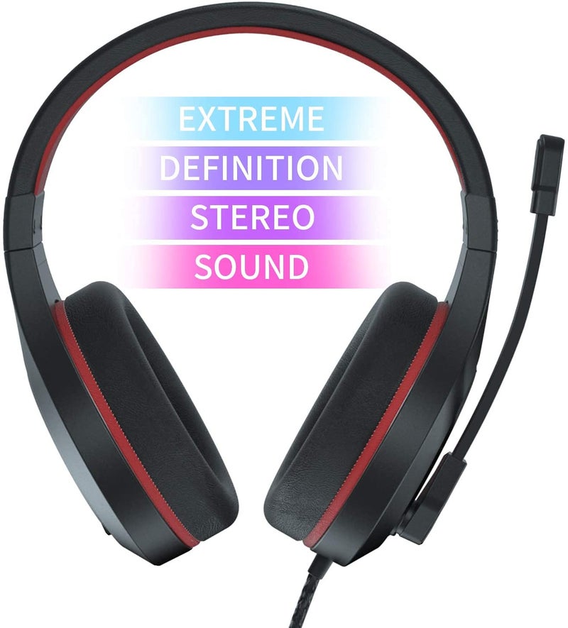 Anivia MH601 Headphones with Microphone Wired Headset with Active Noise Canceling Microphone, 3.5mm Audio Jack Stereo Headphone - Red (Game/Work/School) - Image 5