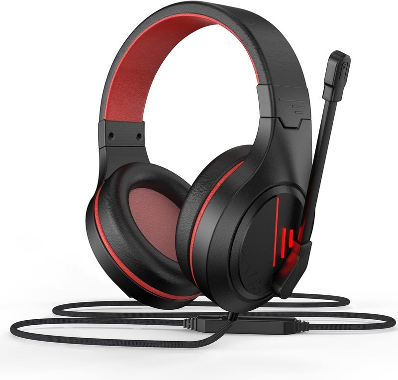 Anivia MH601 Headphones with Microphone Wired Headset with Active Noise Canceling Microphone, 3.5mm Audio Jack Stereo Headphone - Red (Game/Work/School) - Image 4
