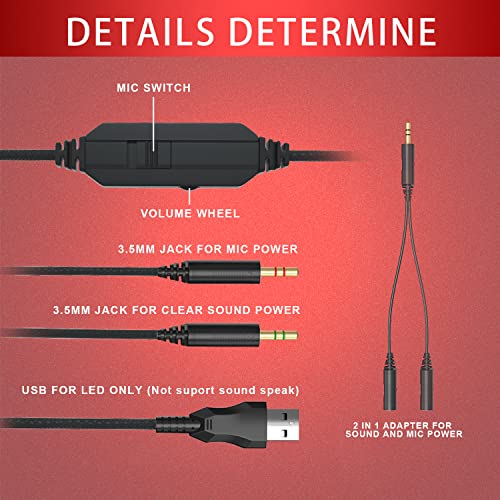 Anivia MH601 Headphones with Microphone Wired Headset with Active Noise Canceling Microphone, 3.5mm Audio Jack Stereo Headphone - Red (Game/Work/School) - Image 3
