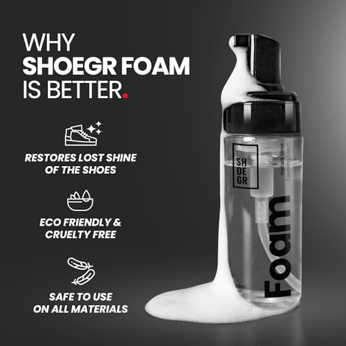 SHOEGR Instant Pro Sports Shoe Cleaning Kit | 150ml Shoe Cleaning Foam Spray, Microfiber Towel & All-Purpose Brush | Suitable for White Shoes | For Nubuck, Canvas, Knit, Mesh & Trainers - Image 3