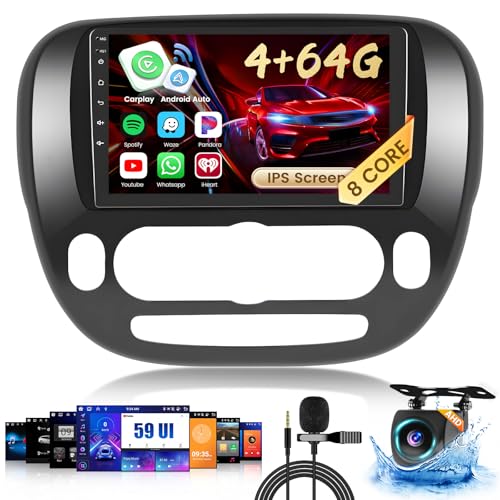 Inefala 8-Core 4+64G Android 15 Car Stereo Screen for Kia Soul 2014-2017(Manual A/C) Radio Upgrade, 9'' Touch Screen with Wireless CarPlay Android Auto, Mirror Link, GPS Navigation, AHD Backup Camera - Image 1