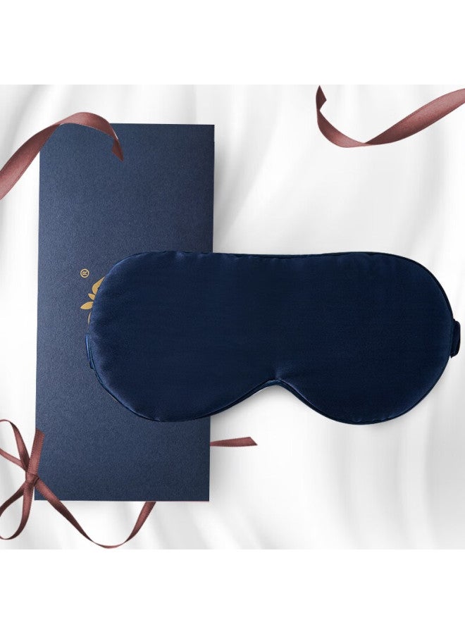 Ta Pure Silk Eye Mask, Mulberry Silk, Breathable Sleep Mask, Suitable For Men And Women, Couples, Naps, Valentine's Day Gift, Navy Blue - Image 1