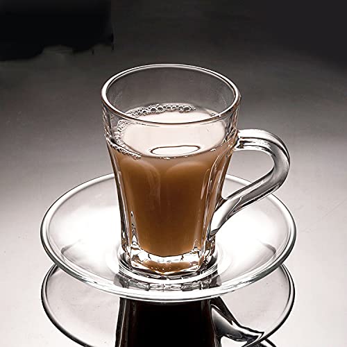 bellemax 180ML Premium Glass Tea and Coffee Cup Glass Mug, Transparent,Glass Cups Set for Milk Cup, Hot/Cold Drinks Cups, Herbal Tea, Green Tea, Lemon Tea Cup Set of (4) - Image 5