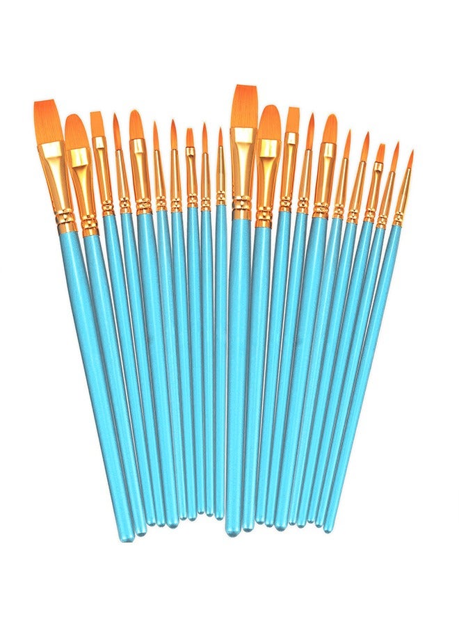 2 Pack 20 Pcs Round Pointed Tip Nylon Hair Artist Acrylic Paint Brushes for Acrylic Oil Watercolor, Face Nail Art, Miniature Detailing & Rock Painting, baby blue - Image 1