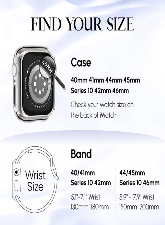 Knossen Braided Stretchy Band Compatible for Apple Watch Bands for Women and Case 40mm 41mm 42mm 44mm 45mm 46mm, Solace Solo Loop Bling Diamond Screen Protector Cover for iWatch Series 11 10 9 8 7 SE 6 5 4 - Image 5