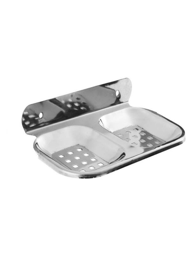 Bath Bliss BATHBLISS Stainless Steel Round Double Soap Dish/Soap Holder for Bathroom/Bathroom Soap Stand Wall Mount in Chrome Finish for Wash Area/Kitchen & Bathroom Fittings (Pack of 1) - Image 1