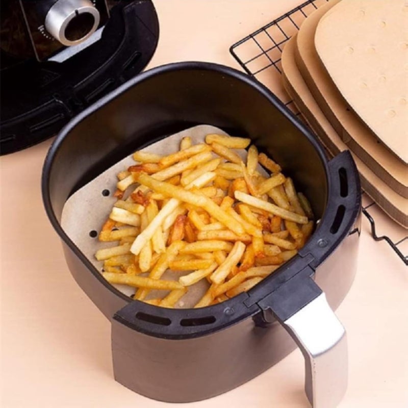 Fryer Paper 23x23cm Square Air Fryer Protector Non-Stick Air Fryer Paper Pack of 50 for Easy Cooking and Quick Cleaning