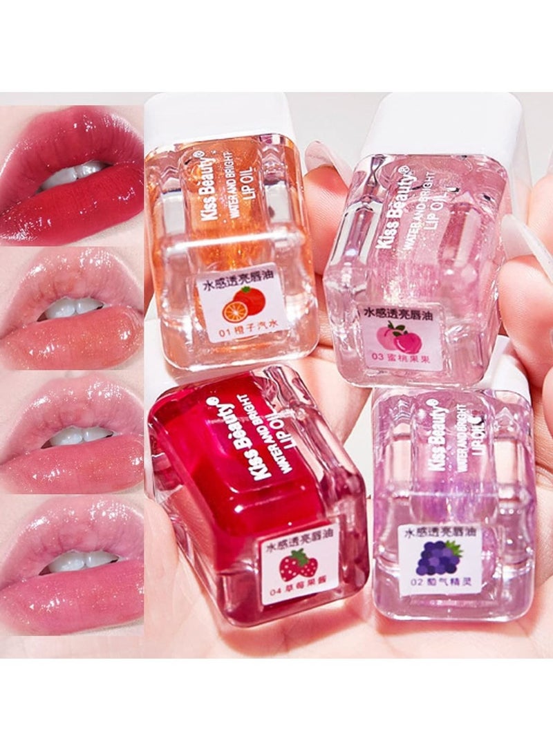 SYOSI 4 PCS Plumping Lip Oil Set, Hydrating Gloss Tinted Lip Oil Long Lasting Natural Lip Oil for Lip Care - Image 1