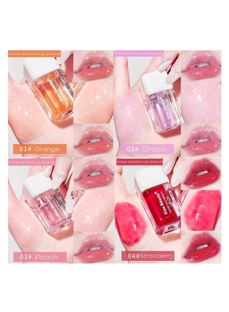 SYOSI 4 PCS Plumping Lip Oil Set, Hydrating Gloss Tinted Lip Oil Long Lasting Natural Lip Oil for Lip Care - Image 4