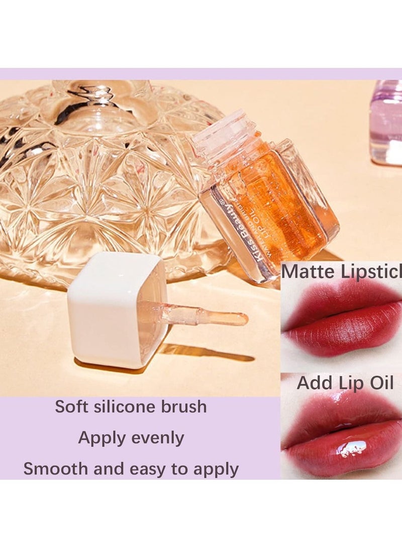 SYOSI 4 PCS Plumping Lip Oil Set, Hydrating Gloss Tinted Lip Oil Long Lasting Natural Lip Oil for Lip Care - Image 2