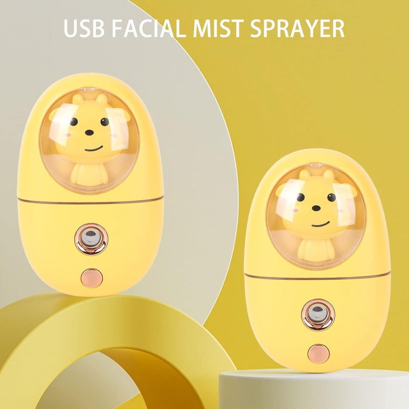 Facial, Ultrasonic Vibration 35ml Large Tank Nano Mist Sprayer, Moisturizing Face Humidifier with USB Rechargeable Portable Design for Office Travel Home (Yellow) - Image 2