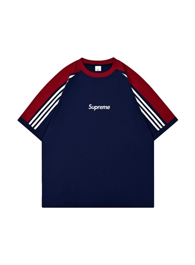 SUPREME American campus contrast color three-bar raglan sleeves heavy cotton loose meat cover men and women tide brand T-shirts - Image 3