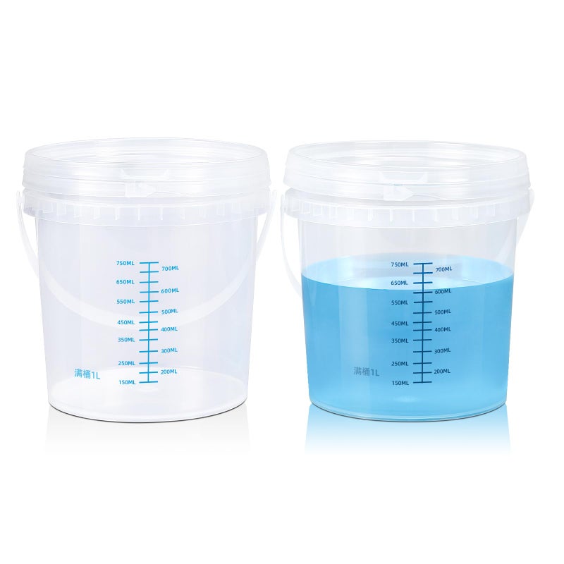 ASEVAT Clear Bucket Graduated Pail Container with Lid, Food Grade Buckets, Cleaning Containers Plastic Pails Extra Durable Handles with Grip for Easy Carrying (ClearRound, 0.3gal) - Image 1