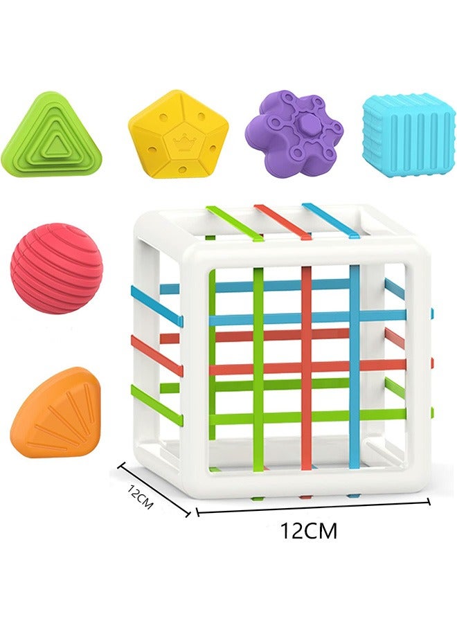 joyzzz Montessori Color Cube Assortment and 6 Multi-Sensory Shaped Toys for Babies 12+ Months - Image 2