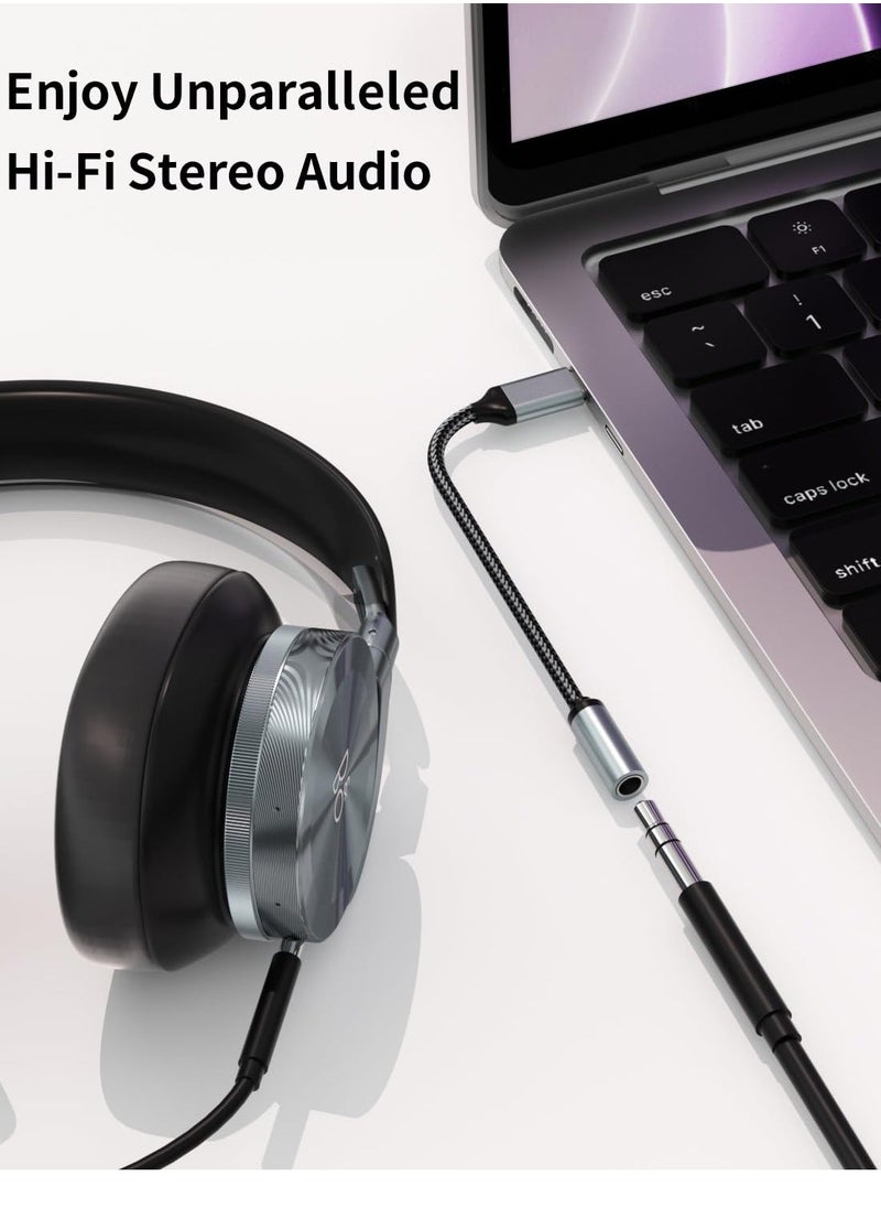 Generic - USB C to 3.5mm Audio Headphone Jack Adapter USB Type-c Male to 3.5mm Digital Audio Adapter Cable HiFi DAC Braided Cable Cord for Samsung Galaxy S22 S21 iPhone 15 14 13 iPad MacBook Pixel 5 6 XL - Image 1