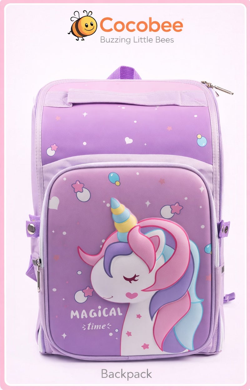 Cocobee Cute Unicorn Printed Backpack Purple - 15 Inches - Image 1