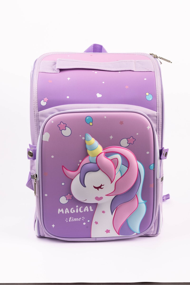 COCOBEE - Cute Unicorn Printed Backpack, 15 Inches, Adjustable Straps – Purple - Image 1