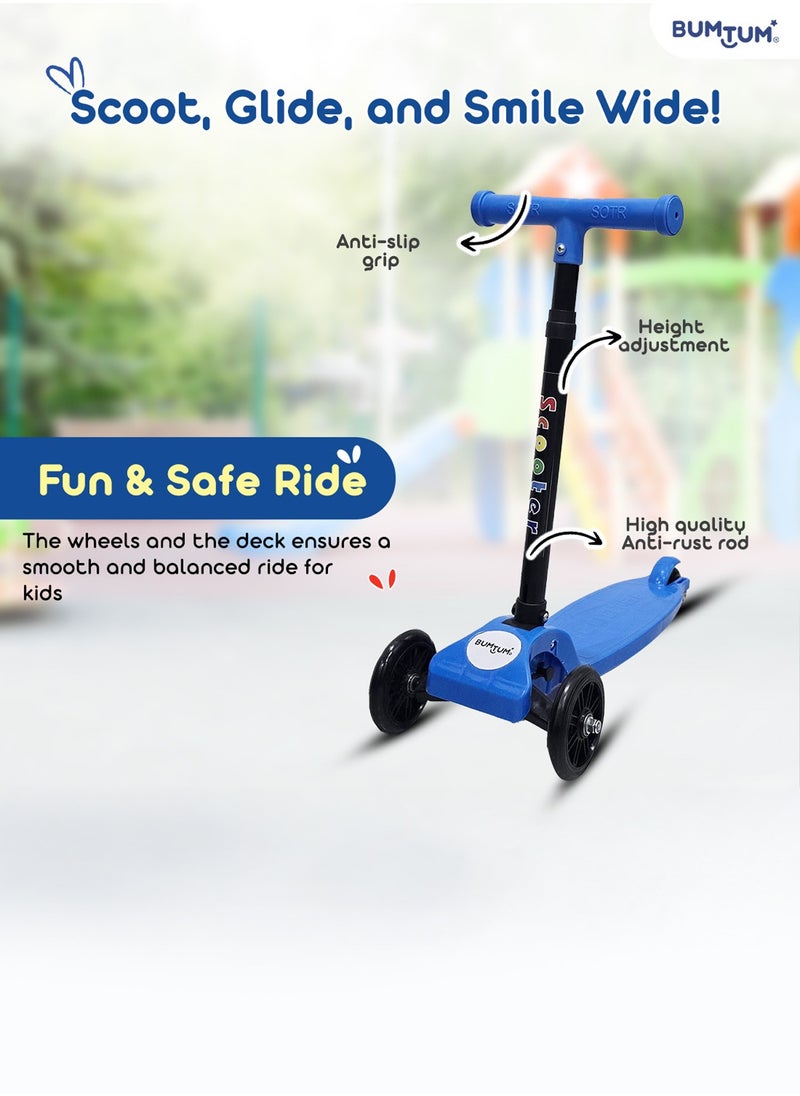 BUMTUM Smart Kick Scooter for Kids 30 inch | 3 Adjustable Height Scooter, Foldable & Attractive PVC Wheels with Rare Brakes for Boys & Girls Age 5 Years (Blue) - pzsku/Z00CF48C8652FDB66845FZ/45/_/1733997079/eaebff81-4a44-48dc-a89d-ba00e3b27002