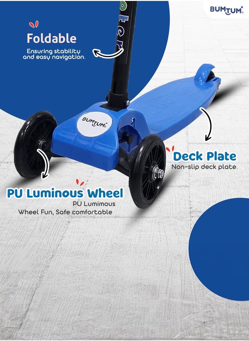 BUMTUM Smart Kick Scooter for Kids 30 inch | 3 Adjustable Height Scooter, Foldable & Attractive PVC Wheels with Rare Brakes for Boys & Girls Age 5 Years (Blue) - pzsku/Z00CF48C8652FDB66845FZ/45/_/1733997455/ff11a1be-746c-4cd0-a33b-5b598a8a3483