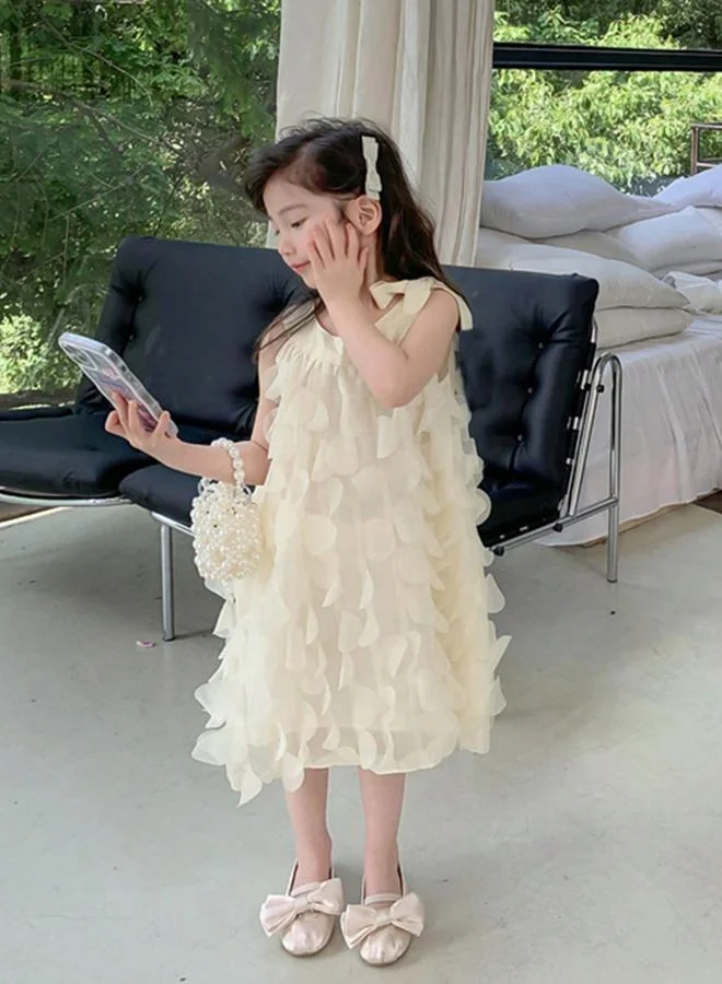 Take Two pale yellow Girls Solid Sleeveless 3D Detail Dress for Women | Best Price UAE