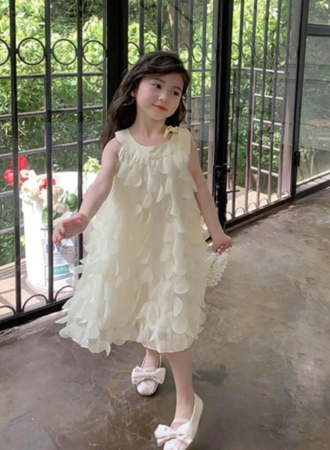 Take Two Girls Solid Sleeveless 3D Detail Dress