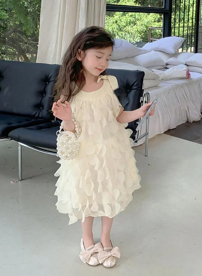 Take Two pale yellow Girls Solid Sleeveless 3D Detail Dress for Women | Best Price UAE