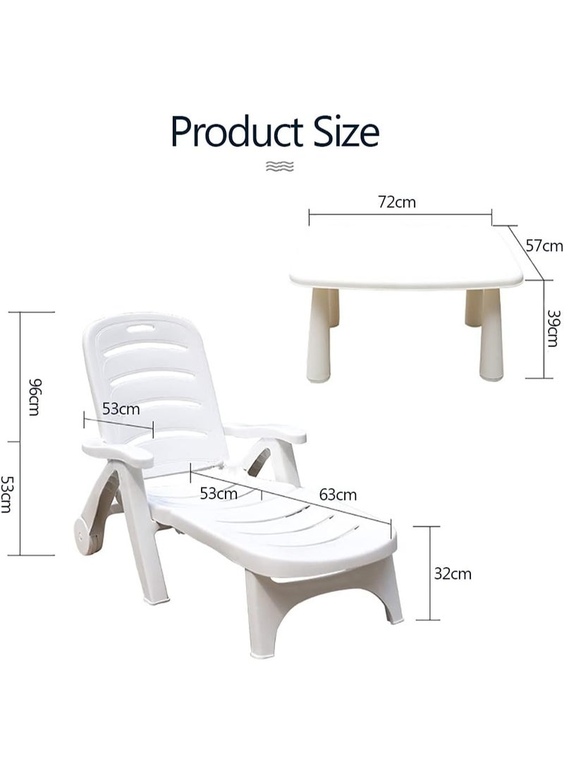 CityRiya-Long - Sun Loungers and Side Table, Gravity Chairs with Table for Relaxing, Outdoor Reclining Lounge Chair, Sun Tanning Chair, Adjustable Sun Bed and Tables for Beach, Pool (2 Chairs+ 1 Table) - Image 1