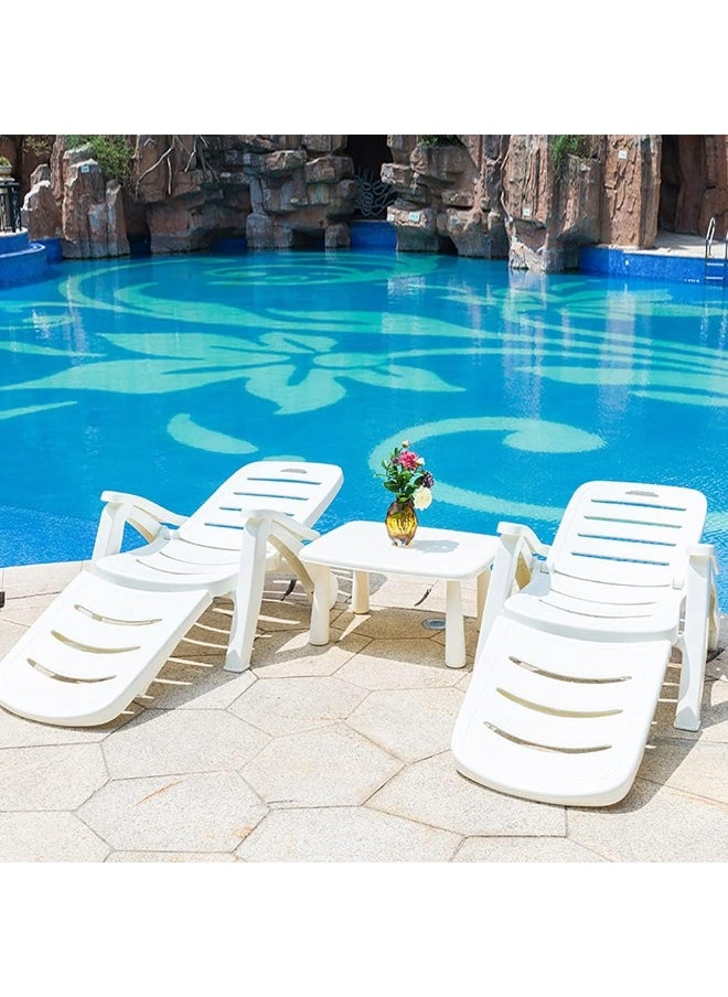 CityRiya-Long - Sun Loungers and Side Table, Gravity Chairs with Table for Relaxing, Outdoor Reclining Lounge Chair, Sun Tanning Chair, Adjustable Sun Bed and Tables for Beach, Pool (2 Chairs+ 1 Table) - Image 1