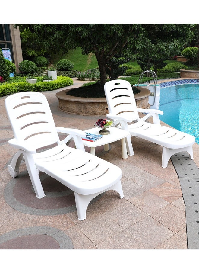 CityRiya-Long - Sun Loungers and Side Table, Gravity Chairs with Table for Relaxing, Outdoor Reclining Lounge Chair, Sun Tanning Chair, Adjustable Sun Bed and Tables for Beach, Pool (2 Chairs+ 1 Table) - Image 1
