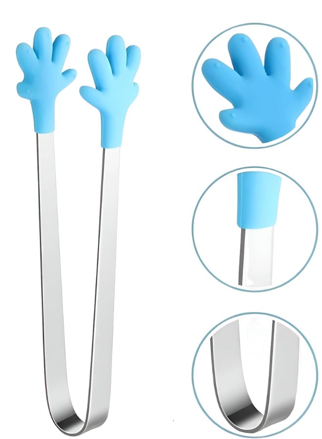 Stainless Steel Mini Serving Tongs 13 cm – Silicone Tips, Small Kitchen Utensil for Candy, Ice, Fruits, Appetizers, Colorful Handheld Design-random color - Image 1