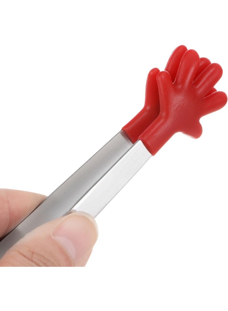Stainless Steel Mini Serving Tongs 13 cm – Silicone Tips, Small Kitchen Utensil for Candy, Ice, Fruits, Appetizers, Colorful Handheld Design-random color - Image 3