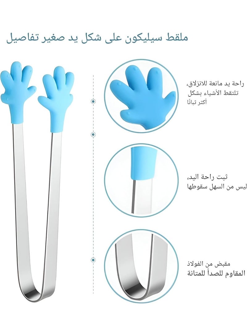 Stainless Steel Mini Serving Tongs 13 cm – Silicone Tips, Small Kitchen Utensil for Candy, Ice, Fruits, Appetizers, Colorful Handheld Design-random color - Image 4