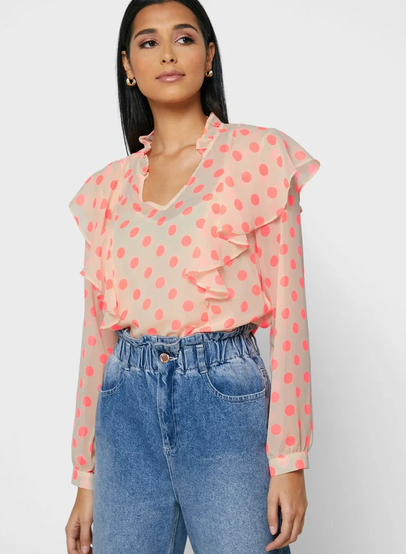 فيرو مودا بلوزة مطبعة باكمام طويلة