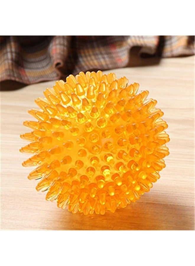 لعبة كرة مطاطية متينة ومسننة من مادة Tpr مثالية للكلاب والجراء للمضغ وتنظيف الأسنان - برتقالي - مقاس كبير - Image 4