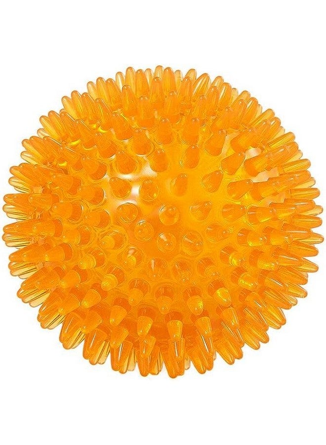 لعبة كرة مطاطية متينة ومسننة من مادة Tpr مثالية للكلاب والجراء للمضغ وتنظيف الأسنان - برتقالي - مقاس كبير - Image 1