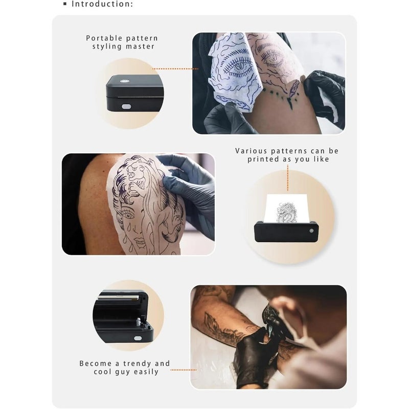 A40S Wireless Inkless Tattoo Stencil Thermal Printer Bluetooth USB-C Connectivity Compatible with iOS Android Windows macOS Supports Continuous Folded Tattoo Paper and Labels 203 DPI Black - Image 3