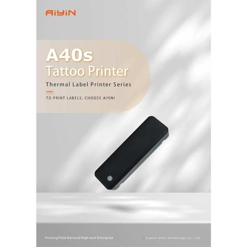 A40S Wireless Inkless Tattoo Stencil Thermal Printer Bluetooth USB-C Connectivity Compatible with iOS Android Windows macOS Supports Continuous Folded Tattoo Paper and Labels 203 DPI Black - Image 2