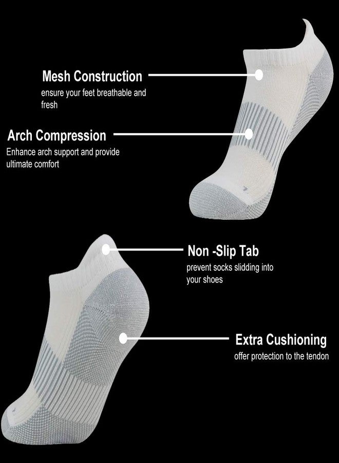 FOOTPLUS 6 Pairs Copper Mens Golf Running Socks Ankle Low Cut No Odor Blister Arch Support Running Hiking Hunting Trekking Copper Compression Socks,White, Large - Image 5