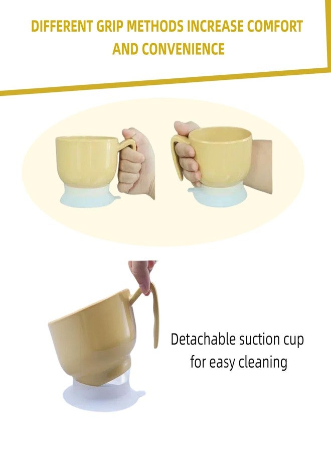 UKYCEORA Adaptive Bowl, Bowl with Suction Cup, Non-Slip Silicone Mowl, Suitable for the Elderly, Patients with Parkinson's Disease, Hand Injuries, etc.(Yellow) - Image 5