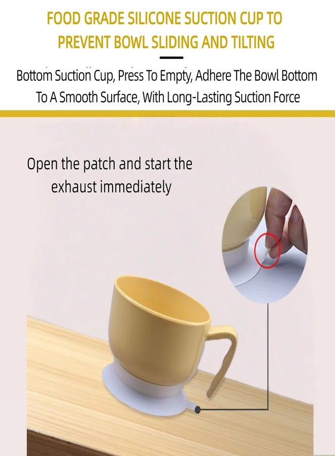 UKYCEORA Adaptive Bowl, Bowl with Suction Cup, Non-Slip Silicone Mowl, Suitable for the Elderly, Patients with Parkinson's Disease, Hand Injuries, etc.(Yellow) - Image 2