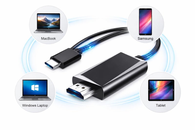 كابل USB Type-C إلى HDMI 4K – توصيل للاب توب بالشاشة أو البروجيكتور – قابس & PLAY – متوافق مع MacBook واللابتوب – صورة عالية الجودة - Image 2