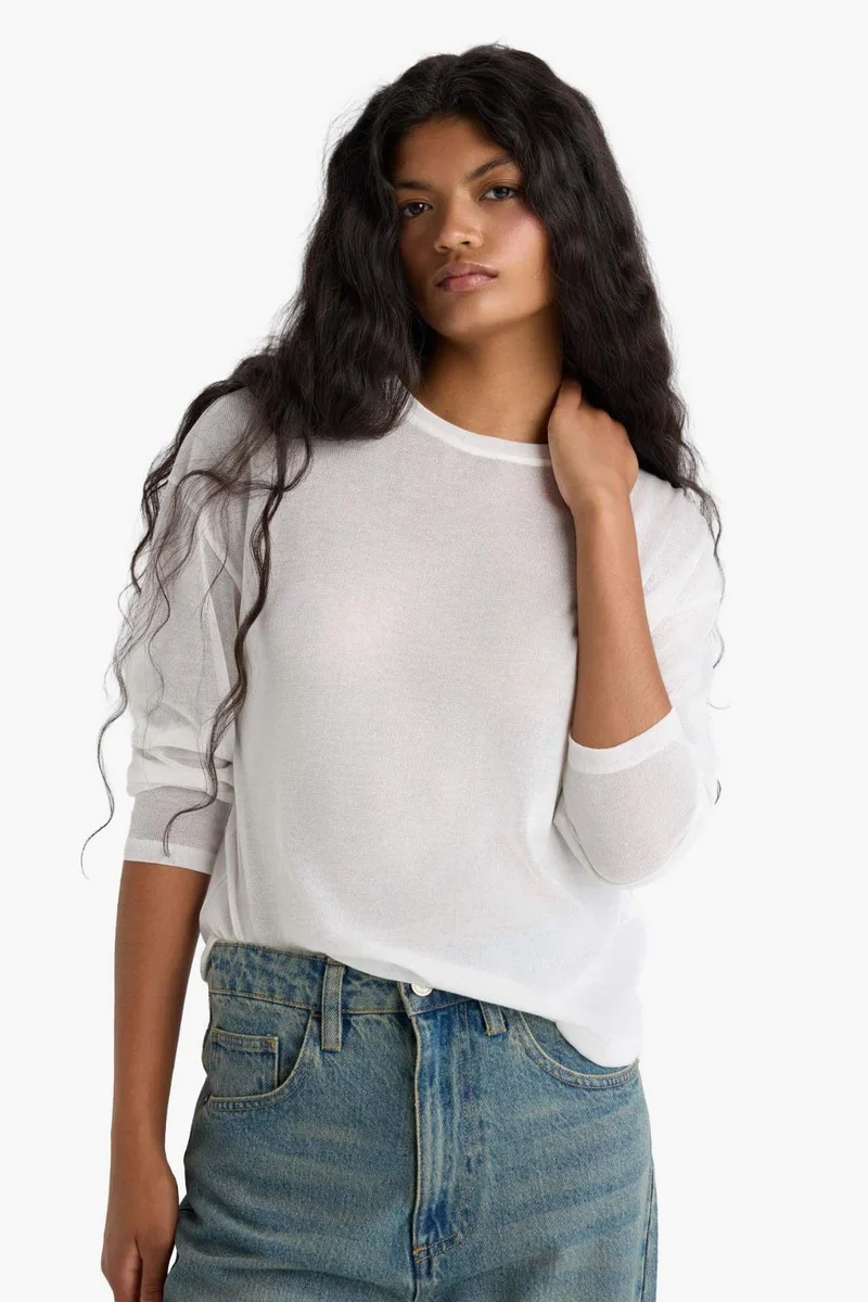 ديفاكتو Relax Fit Crew Neck Long Sleeve T-Shirt